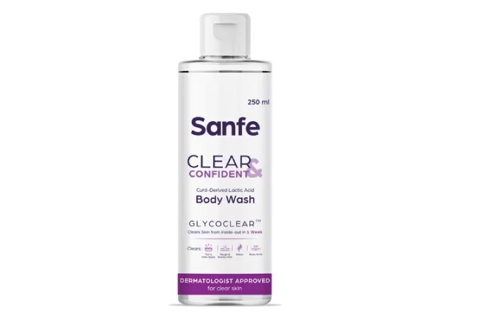 Sanfe Clear & Confident Glycolic Acid Body Wash AHA BHA Exfoliation Shower Gel Rough Skin Tan Acne